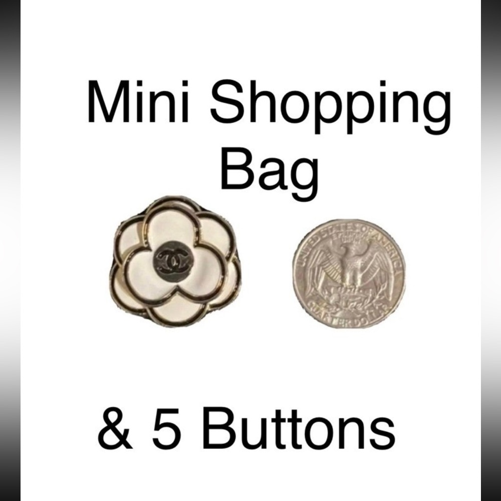 Mini CHANEL Coco White and Black Shopping Bag & Camille Buttons